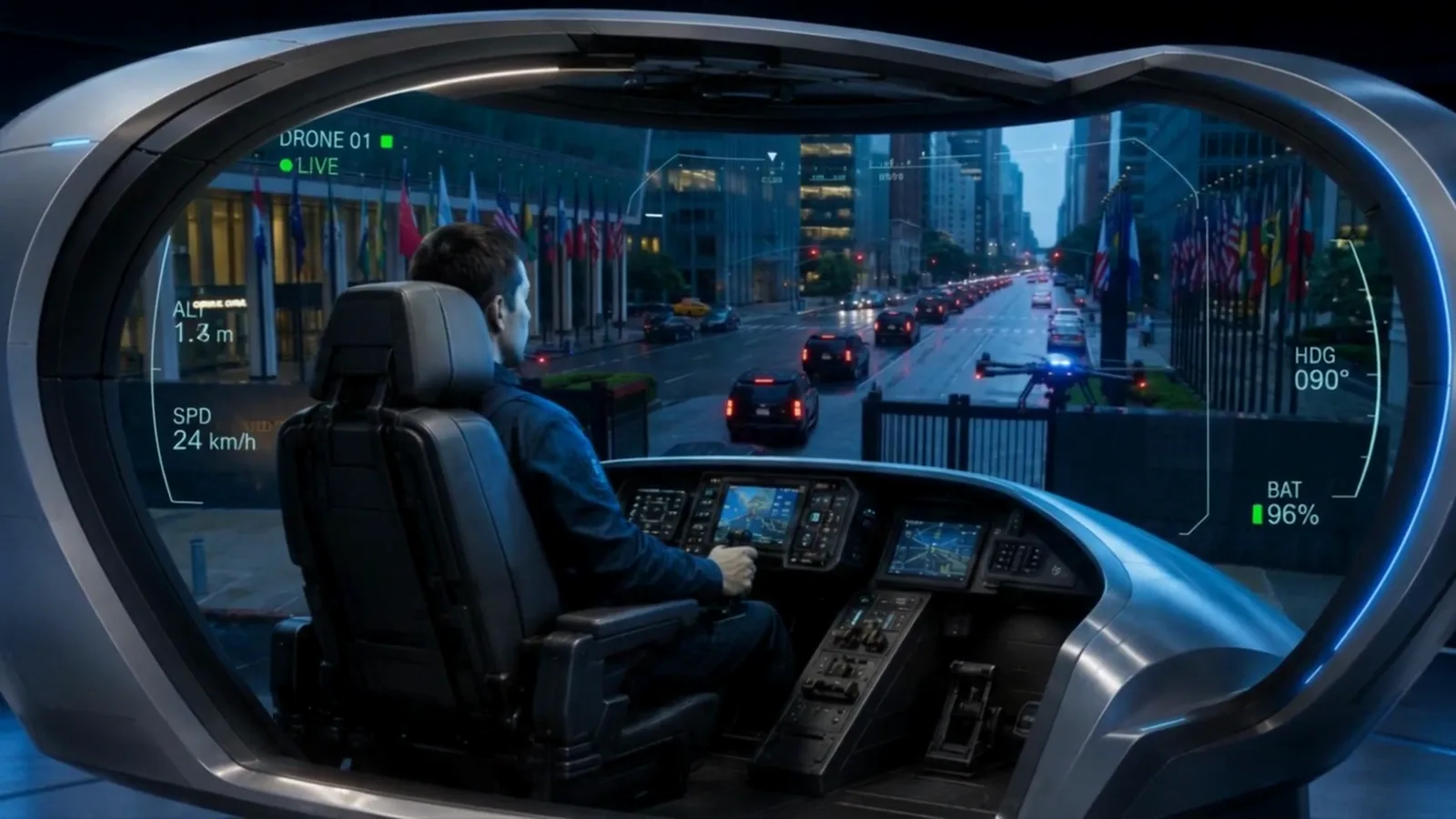 Operator in the AKIZU Direct cockpit, visualisation